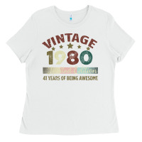 White Vintage 1980 Limited Edition 41 Years Of Being Awesome Ladies Tee - Bettercallsaul