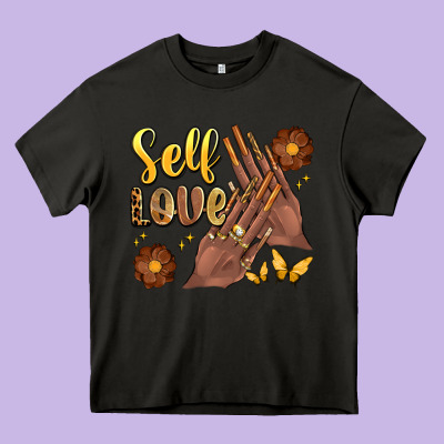 Black Woman Self Love Nails Heavy Core Tee Designed By Artiststas