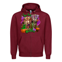 Burgundy spooky halloween cows Zipper Hoodie - LillyAllenDesigns