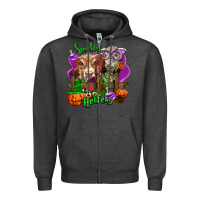 Charcoal Heather spooky halloween cows Zipper Hoodie - LillyAllenDesigns