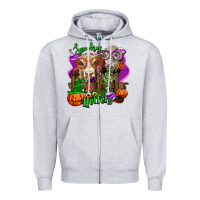 Heather Grey spooky halloween cows Zipper Hoodie - LillyAllenDesigns