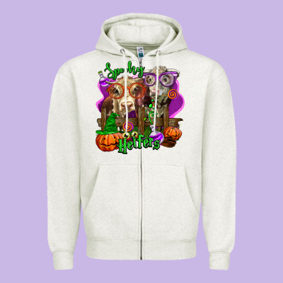 Spooky Halloween Cows Zipper Hoodie Designed By Lillyallendesigns
