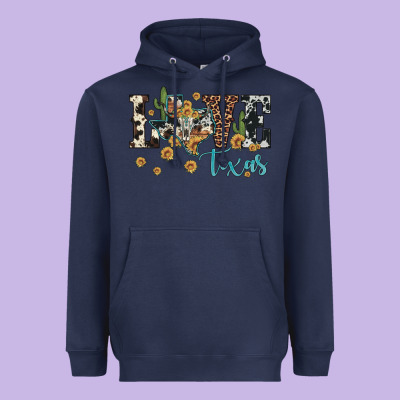 Love Texas Map Sunflower Cactus Cowhide Leopard Heavyweight Hoodie Designed By Artiststas