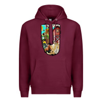 Burgundy farm life alphabet lowercase letters u Premium Hoodie - BundleAndBundleShop