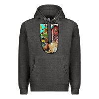 Charcoal Heather farm life alphabet lowercase letters u Premium Hoodie - BundleAndBundleShop