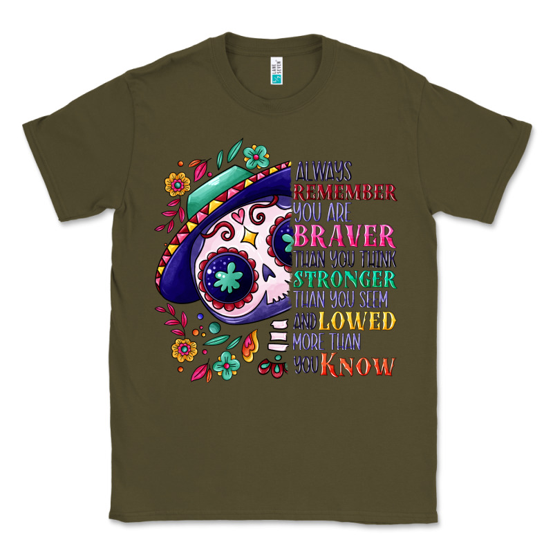 You Are Braver Than You Think Sugar Skull Classic Tee by NancyCooperArtShop | Teevron