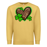 Antique Gold st patricks day leopard heart with shamrocks Premium Sweatshirt - Artiststas