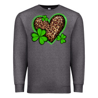Charcoal Heather st patricks day leopard heart with shamrocks Premium Sweatshirt - Artiststas