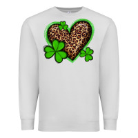 Dove Grey st patricks day leopard heart with shamrocks Premium Sweatshirt - Artiststas