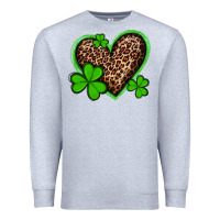 Heather Grey st patricks day leopard heart with shamrocks Premium Sweatshirt - Artiststas