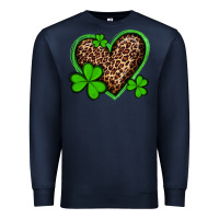 Navy st patricks day leopard heart with shamrocks Premium Sweatshirt - Artiststas