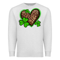 St Patricks Day Leopard Heart With Shamrocks Premium Sweatshirt | Teevron