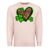 Pale Pink st patricks day leopard heart with shamrocks Premium Sweatshirt - Artiststas