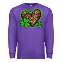 Purple st patricks day leopard heart with shamrocks Premium Sweatshirt - Artiststas