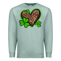 Seafoam st patricks day leopard heart with shamrocks Premium Sweatshirt - Artiststas