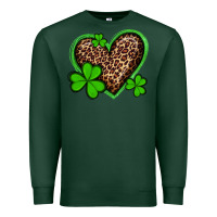Sports Green st patricks day leopard heart with shamrocks Premium Sweatshirt - Artiststas