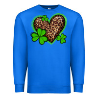 True Royal st patricks day leopard heart with shamrocks Premium Sweatshirt - Artiststas