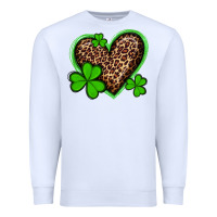 White st patricks day leopard heart with shamrocks Premium Sweatshirt - Artiststas