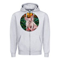 Heather Grey christmas pig Zipper Hoodie - LillyAllenDesigns