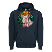 Navy christmas pig Zipper Hoodie - LillyAllenDesigns