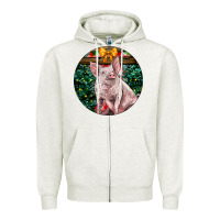 Oatmeal Heather christmas pig Zipper Hoodie - LillyAllenDesigns