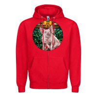 Red christmas pig Zipper Hoodie - LillyAllenDesigns