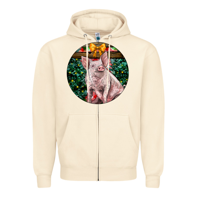 Christmas Pig Zipper Hoodie by LillyAllenDesigns | Teevron