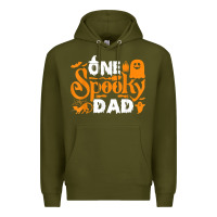 Army Green one spooky dad funny cat boo dad halloween costume design t shirt Premium Hoodie - minhPixels