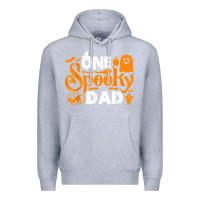 Heather Grey one spooky dad funny cat boo dad halloween costume design t shirt Premium Hoodie - minhPixels