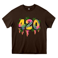 Chocolate Brown 420 cannabis Heavy Core Tee - Artiststas