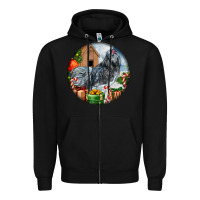 Black ameraucana rooster christmas Zipper Hoodie - LillyAllenDesigns