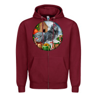 Burgundy ameraucana rooster christmas Zipper Hoodie - LillyAllenDesigns