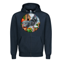 Navy ameraucana rooster christmas Zipper Hoodie - LillyAllenDesigns