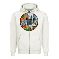 Oatmeal Heather ameraucana rooster christmas Zipper Hoodie - LillyAllenDesigns