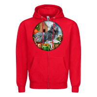 Red ameraucana rooster christmas Zipper Hoodie - LillyAllenDesigns