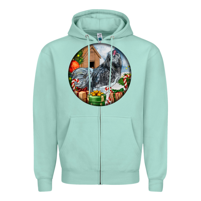 Ameraucana Rooster Christmas Zipper Hoodie by LillyAllenDesigns | Teevron