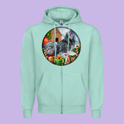 Ameraucana Rooster Christmas Zipper Hoodie Designed By Lillyallendesigns