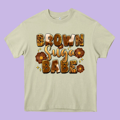 Brown Suga Babe Heavy Core Tee Designed By Artiststas