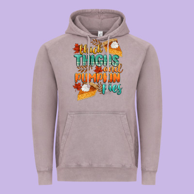 Thick Thighs And Pumpkin Pies Vintage Hoodie Designed By Cowgirlartshop