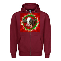 Burgundy christmas holstein calf face Zipper Hoodie - LillyAllenDesigns