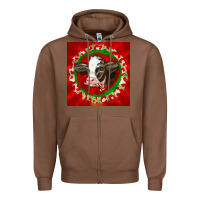 Chestnut christmas holstein calf face Zipper Hoodie - LillyAllenDesigns