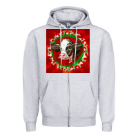 Heather Grey christmas holstein calf face Zipper Hoodie - LillyAllenDesigns