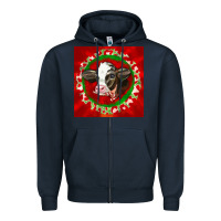 Navy christmas holstein calf face Zipper Hoodie - LillyAllenDesigns