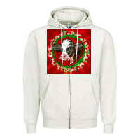Oatmeal Heather christmas holstein calf face Zipper Hoodie - LillyAllenDesigns
