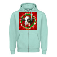 Seafoam christmas holstein calf face Zipper Hoodie - LillyAllenDesigns