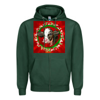 Sports Green christmas holstein calf face Zipper Hoodie - LillyAllenDesigns