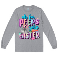 Heather Grey Oh for peeps sake Easter Day Long Sleeve Tee - CowGirlArtShop