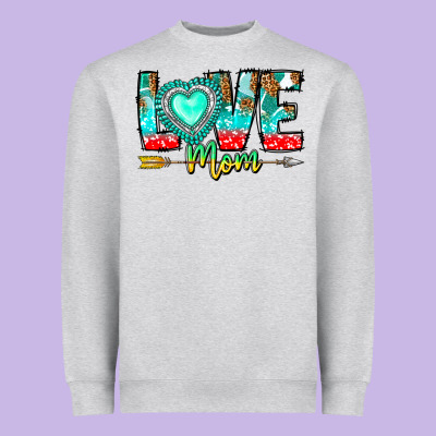 Love Mom Heavyweight Sweatshirt Designed By Cowhidedigitalart