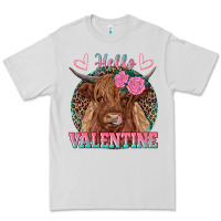 Dove Grey hello valentine highland cow Premium Tee - RanaPortraitStore