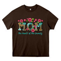 Chocolate Brown mom the heart of the family Heavy Core Tee - Artiststas